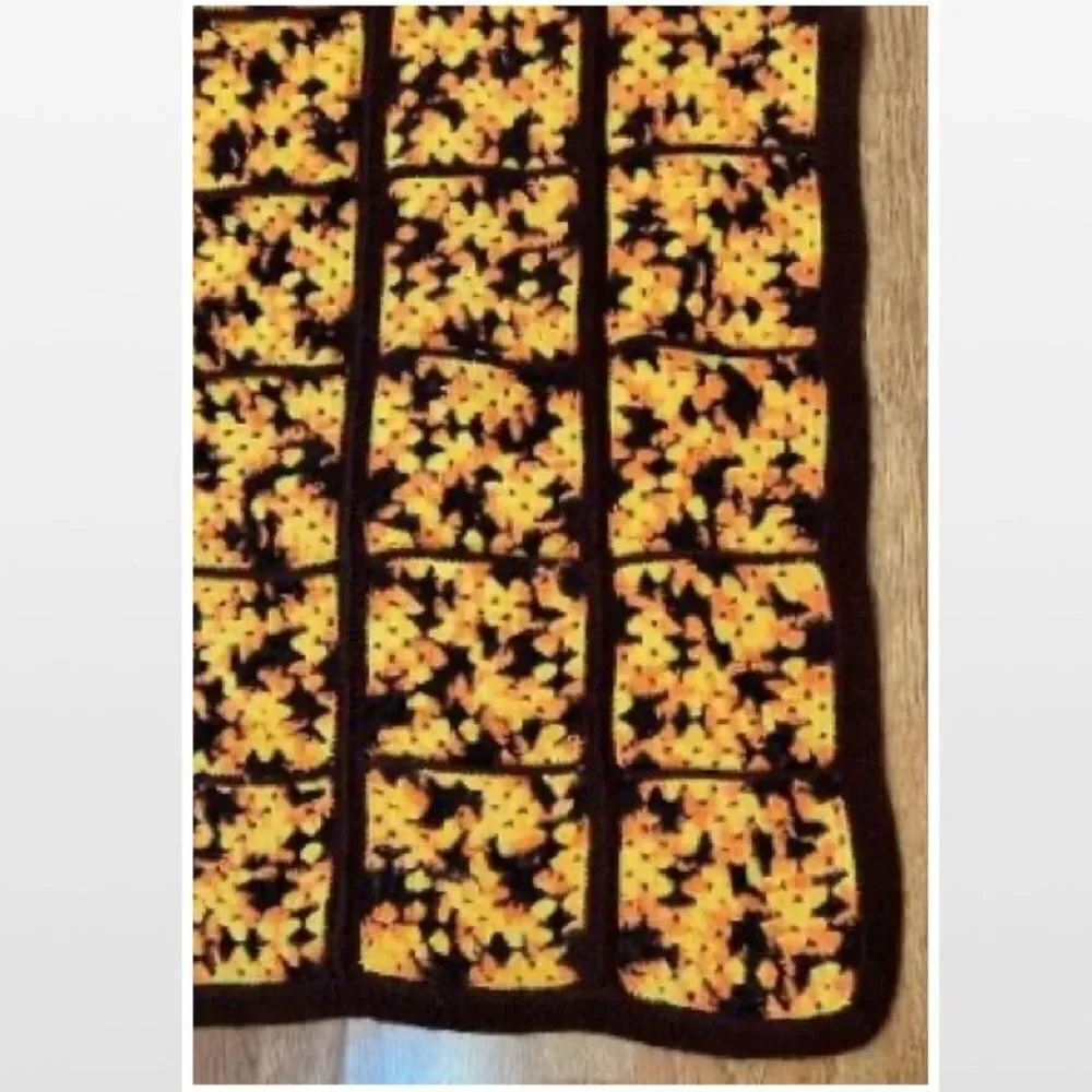 Vintage Hand Crochet Striped Heavier Home Blanket